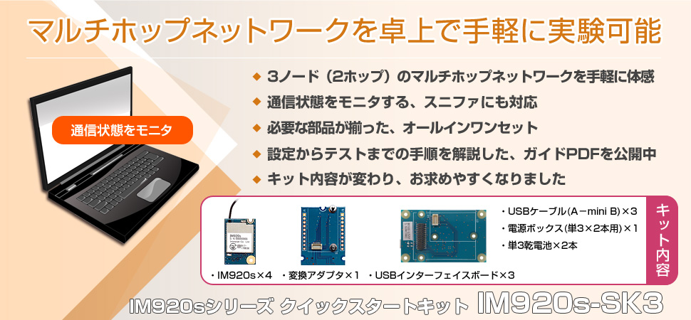 マルチホップ対応920MHz無線モジュール 【クイックスタートキット】